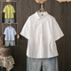 韩版 夏季 女短袖 200斤文艺简约纯棉白衬衫 宽松设计感小众上衣 大码