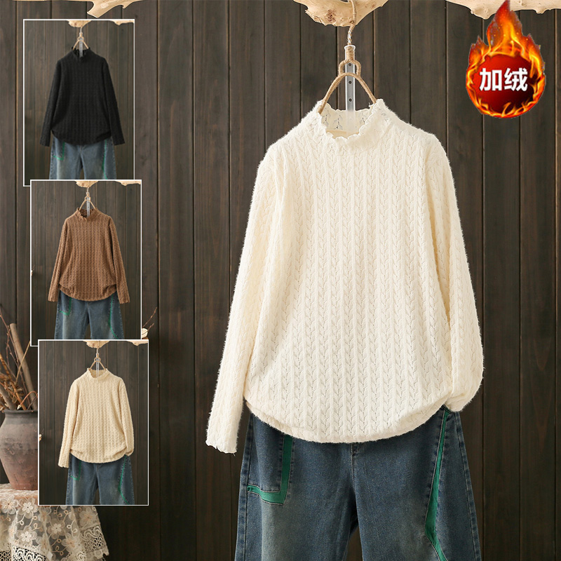 冬季大码200斤加绒加厚打底衫女