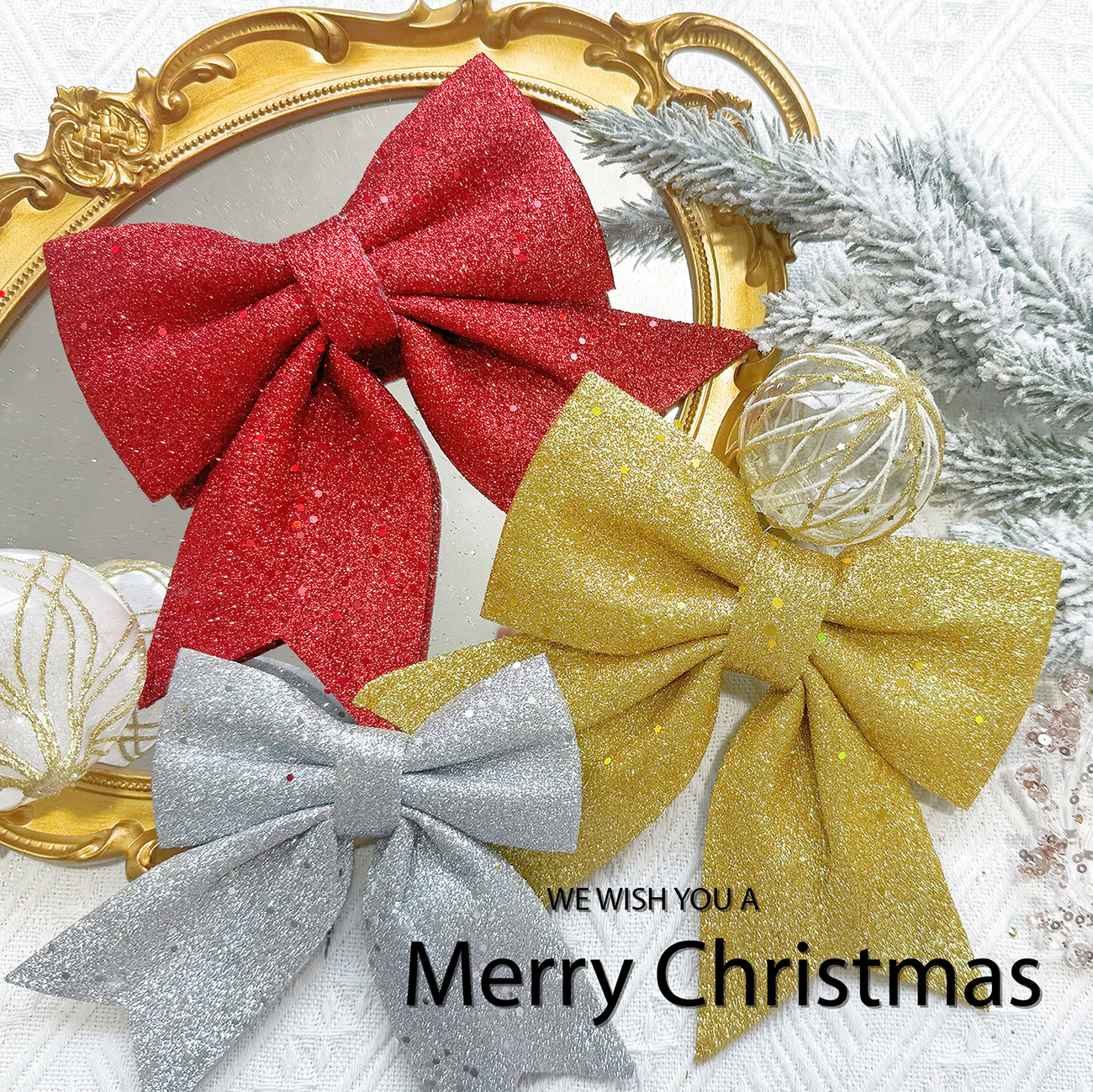 圣诞装饰品韩式闪粉蝴蝶结圣诞树挂件挂饰家用氛围装扮布置道具,节庆用品/礼品,圣诞装饰品,淘宝优惠券,粉丝福利购,淘宝优惠卷