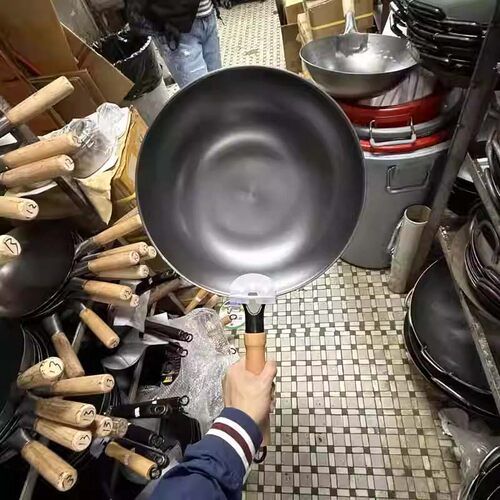 香港陈家锅平底铸铁生铁锅无涂层