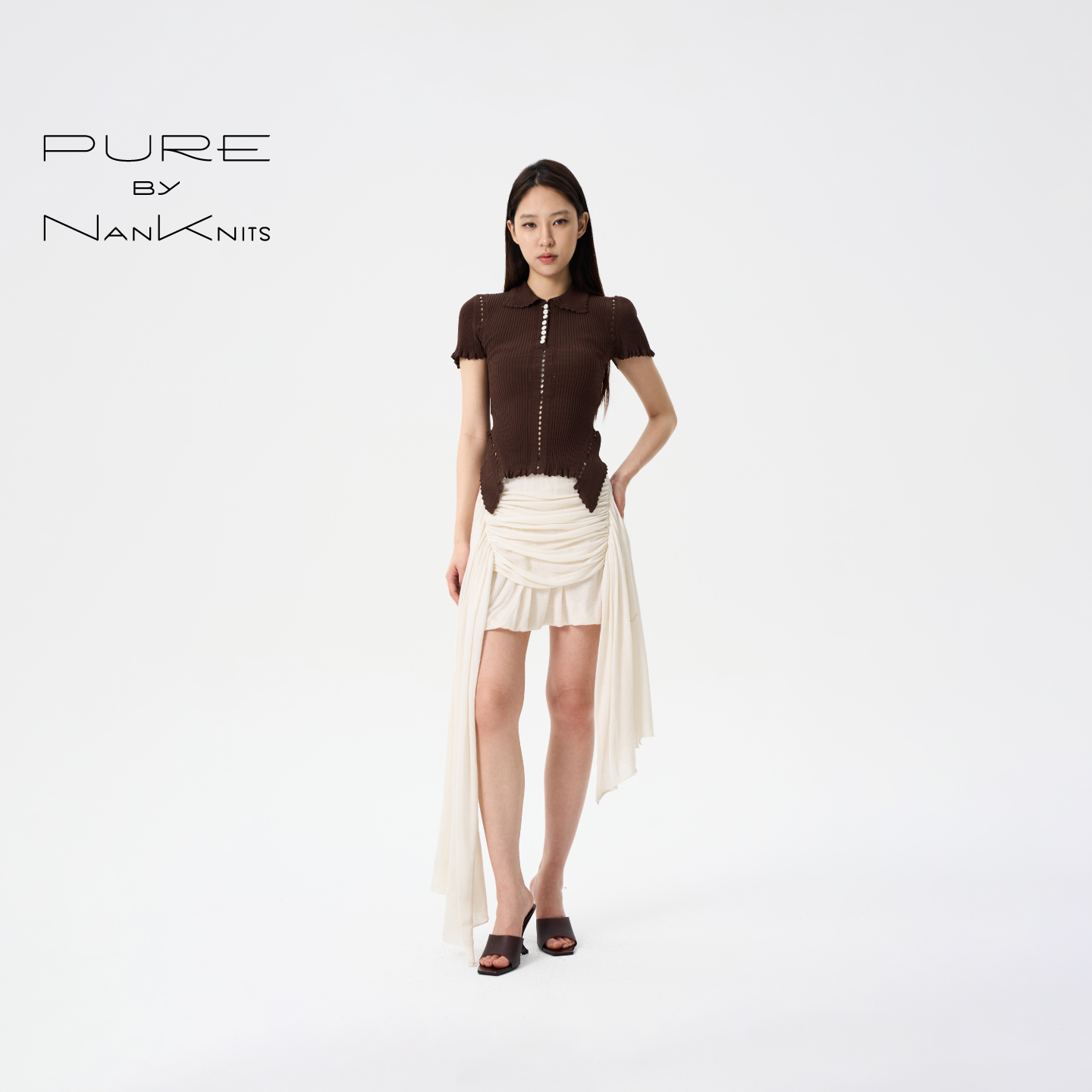 Pure by Nan Knits 褶皱羊毛短裙 针织 纯羊毛 气质 短款 高级感