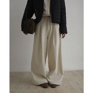 【EVERTRUE】2025冬季新款阔腿女韩版加绒宽松磨毛高腰长裤93720