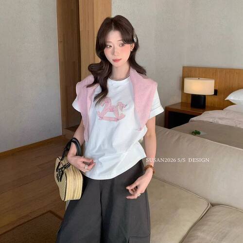 苏珊2026夏季新款百搭小马印花