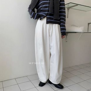 慵懒风气球裤 女广州十三行新款 50268 全棉休闲裤 6UP秋冬韩系弯刀裤