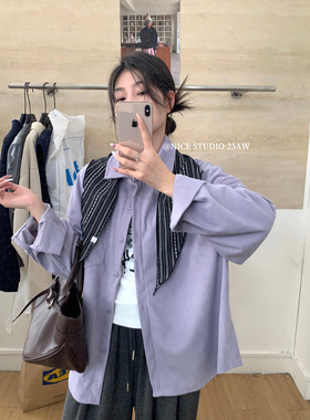 2025秋季【奶思家NICE STUDIO】韩系口袋翻领宽松百搭衬衫女08719