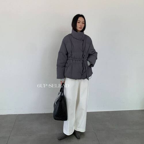 UP老钱韩系立领羽绒服腰带外套