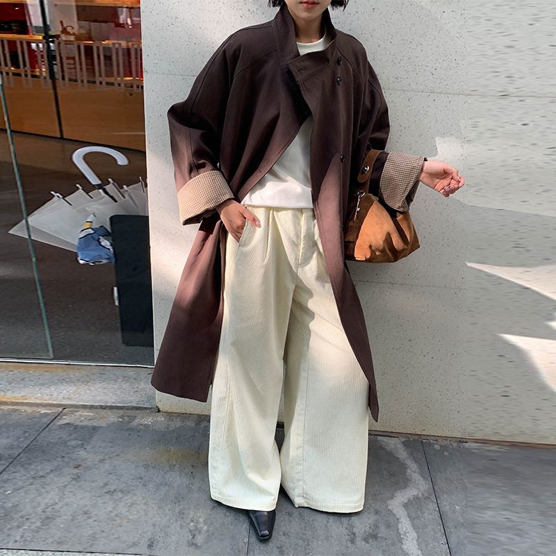 正品MOXI 十三行女装2025秋冬季立领外套长款高级感风衣外套77194