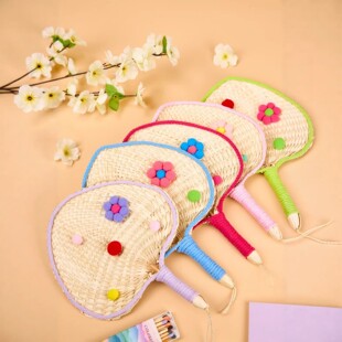 手工制作麦秆扇编织大蒲扇子学生礼品扇宝宝儿童中国风麦秸草编扇