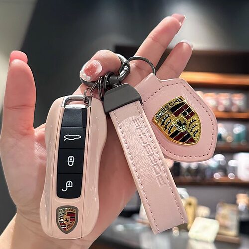 莫兰迪粉保时捷钥匙套macan卡宴718aycan帕纳梅拉911钥匙扣钥匙壳