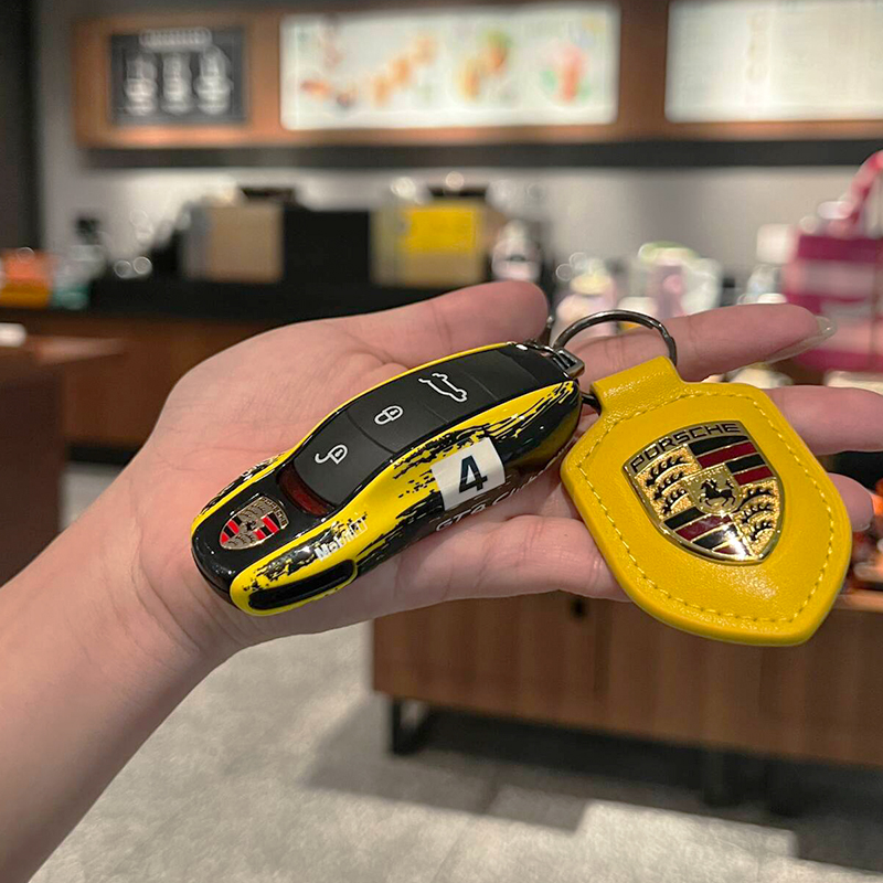 保时捷钥匙壳扣套Macan卡宴帕拉梅拉718Taycan911车匙装饰盖涂装