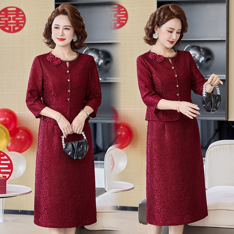 高贵蕾丝妈妈婚宴敬酒礼服连衣裙