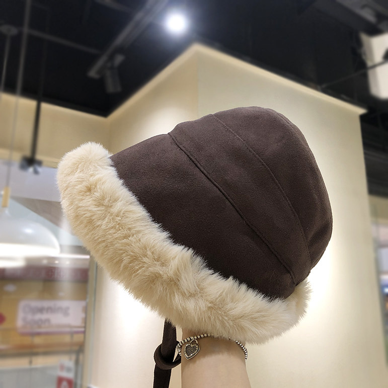 渔夫帽子女不规则帽檐麂皮毛绒保暖绑带防风东北防寒百搭ins盆帽,服饰配件/皮带/帽子/围巾,帽子,淘宝优惠券,粉丝福利购,淘宝优惠卷