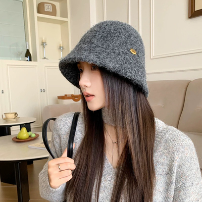 冬季羊毛渔夫帽复古保暖加厚