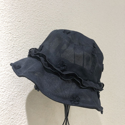 小花平顶清新防晒网红渔夫帽子