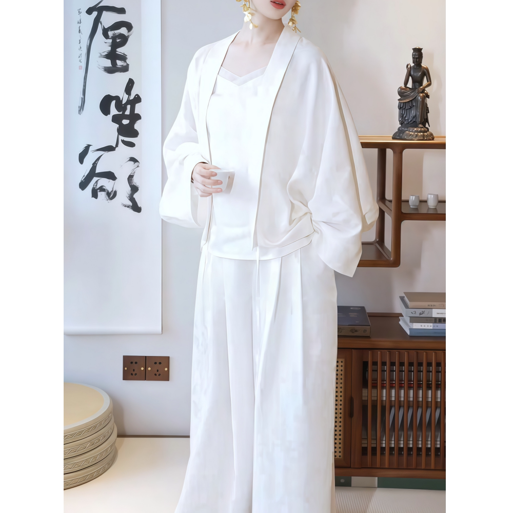 2026夏季新款新中式宽松显瘦上衣吊带裤子3件套禅意国风休闲套装