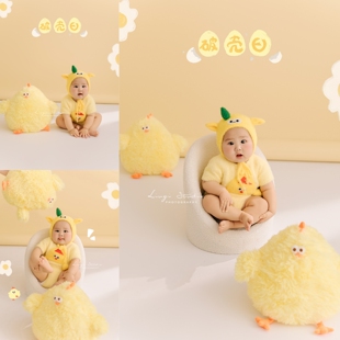 儿童摄影服装新款百天婴儿拍照衣服百日小鸡卡通拍摄服饰影楼主题