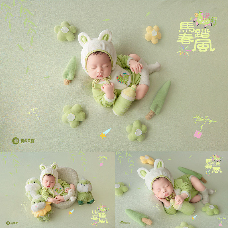 马年满月婴儿道具新生儿摄影服装影楼月子照主题马宝宝拍照衣服