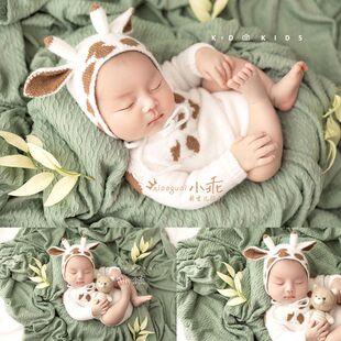 儿童摄影服装新生的儿拍照衣服毯子影楼初生婴儿拍摄主题套组新款