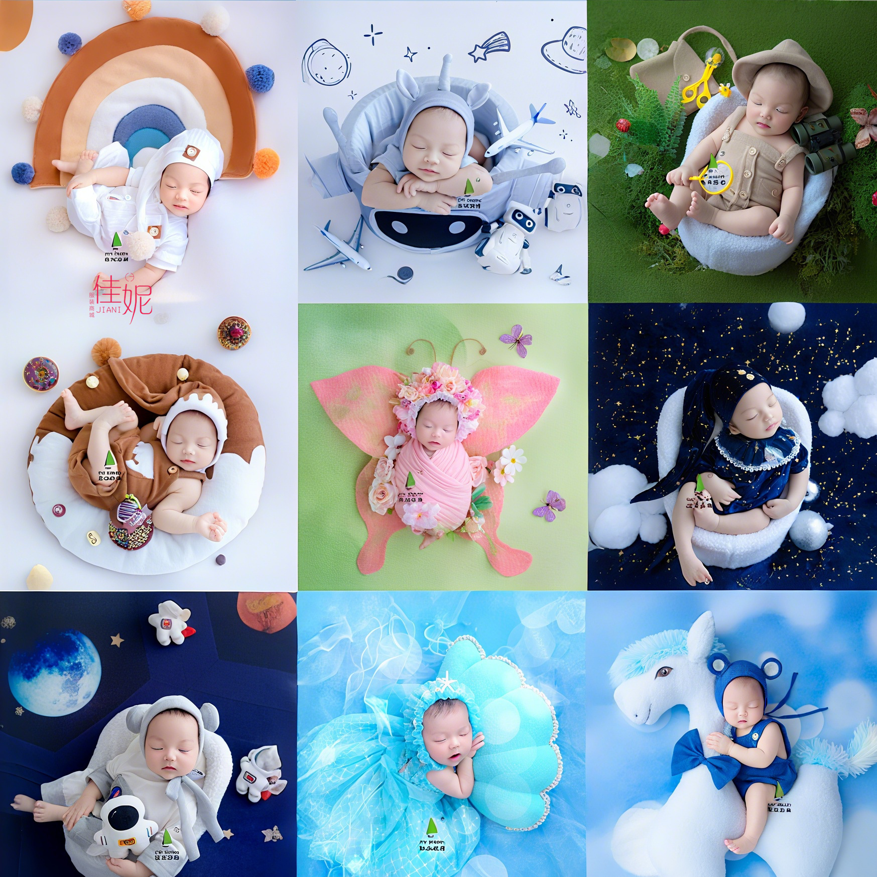 宝沃正版道具新生儿摄影服装影楼满月上门拍摄卡通主题初生拍照衣