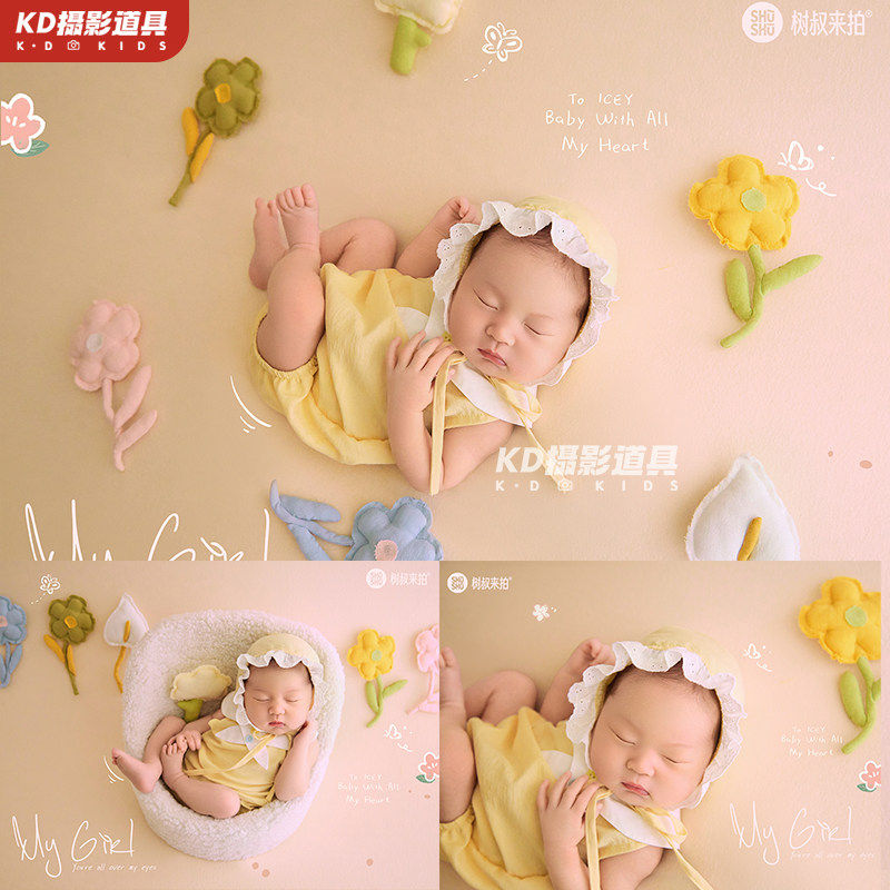 KD满月道具新生儿摄影服装初生婴儿拍照衣服影楼女童宝宝夏季主题