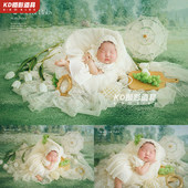 新生儿满月摄影道具初生婴儿拍照服装 影楼月子照复古油画主题背景