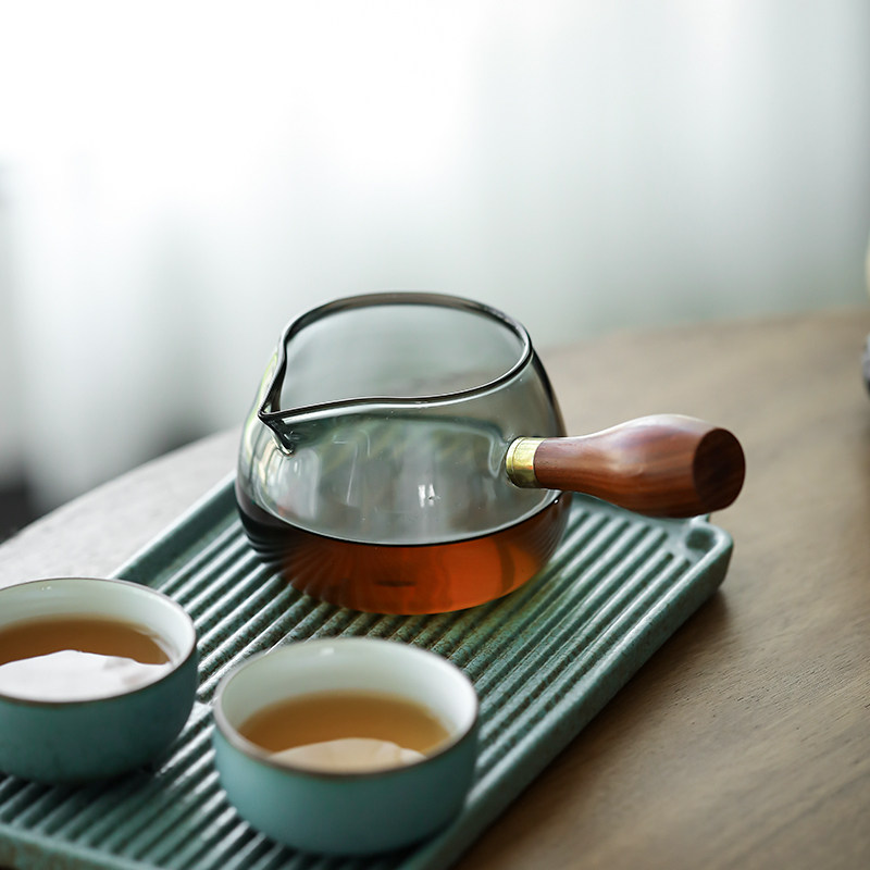 加厚玻璃公道杯带手柄侧把泡茶壶家用高端分茶器倒茶公杯茶具配件