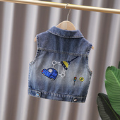 男童洋气马甲春秋2026新款 儿童帅气坎肩马夹潮衣 宝宝牛仔背心薄款