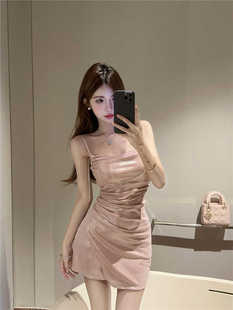 纯欲粉色吊带连衣裙气质性感甜辣妹小个子短裙 女装 2024年夏季 新款