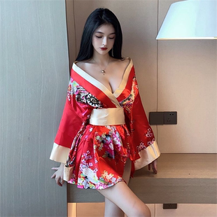 网红同款日式开衫和服睡衣女系带改良旗袍收腰连衣裙2022春夏新款