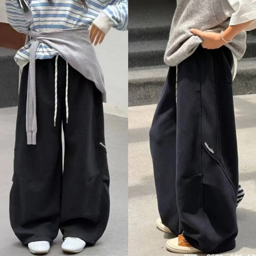 秋季新品 男童女童可亲子 黑色 针织棉长裤直筒裤裤脚可收口298元