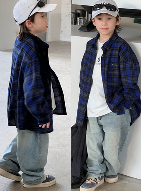 Half modern 男童女童 秋季新品 紫色 薄款长袖格子衬衫 260元