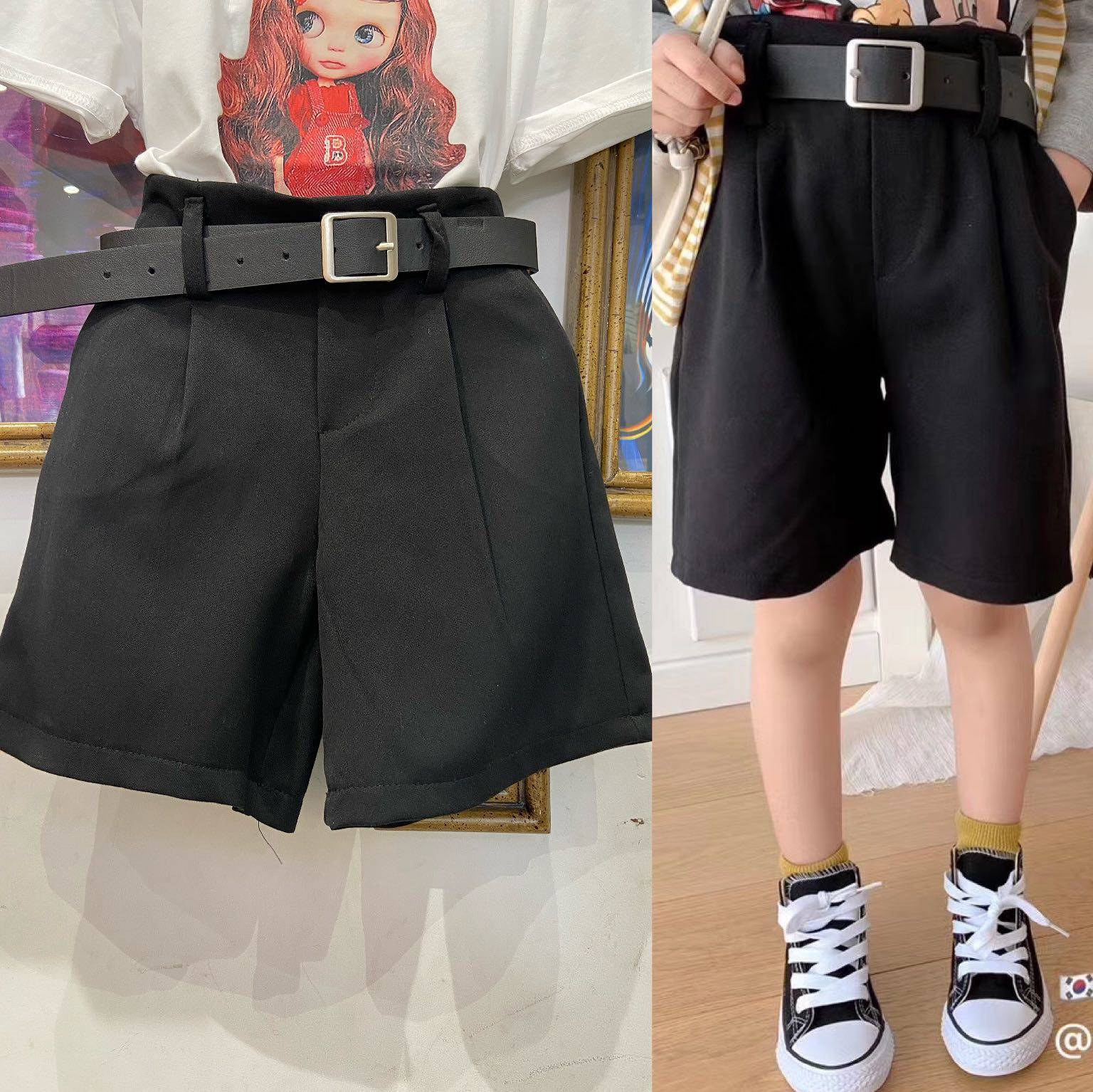 樱桃炸弹品牌 男童女童 黑色小西裤马裤 配皮带 179元