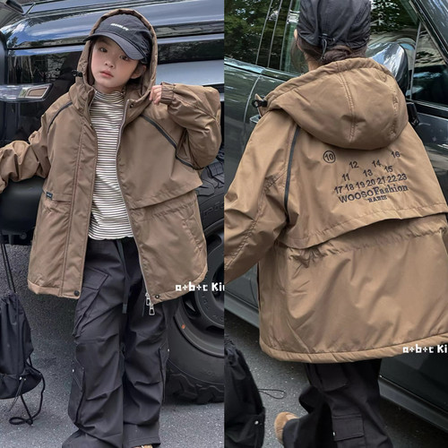 a+b+c 深秋冬 男童女童 咖啡 夹棉派克服棉服外套 120-170 579元