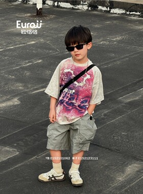 夏季新款 男童女童可亲子 灰色 短袖圆领T恤 110-170 199元