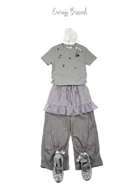 夏季新款 女童可亲子灰色手工钉珠小版短袖圆领T恤 120-170 199元