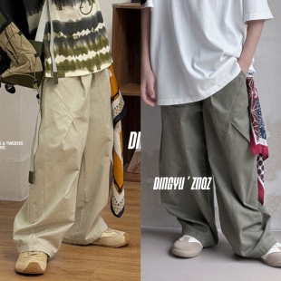 军绿杏色 棉料弯刀裤 老爹裤 春款 170 男童女童可亲子 110 269 新款