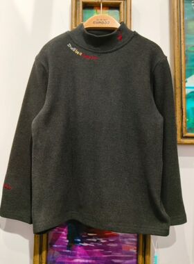 深秋冬年装男童女童可亲子深灰色精致刺绣发热打底衫 110-170 169