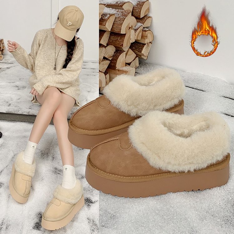 雪地靴女2025冬季新款学生加绒加厚一脚蹬中筒加厚保暖毛毛棉鞋女