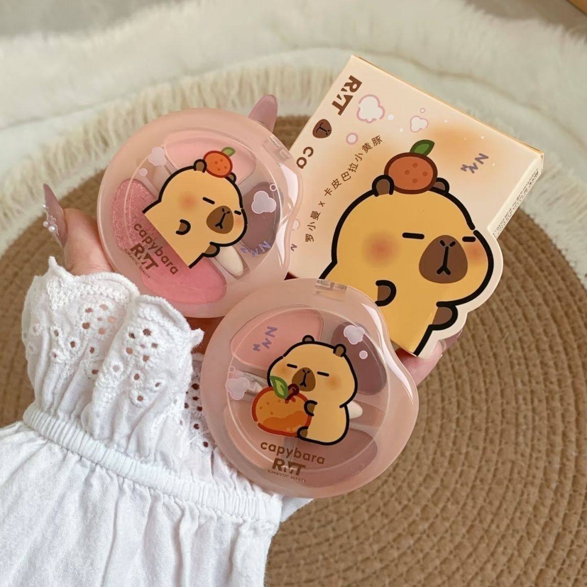 罗小曼四色卧蚕盘卧蚕粉高光提亮阴影下至哑光晕染眼影卡皮巴拉