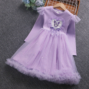 女童库洛米连衣裙秋季2025新款儿童卡通长袖公主裙宝宝洋气裙子