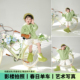 儿童摄影服装 清新春日单车花朵主题绿色毛衣女童宝宝影楼拍照写真