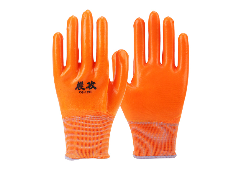 24款晨攻满胶318pvc橡胶皮牛筋手套耐磨劳保工作工地作业防水耐油