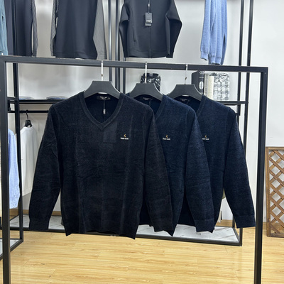 软糯亲肤商务休闲V领百搭针织衫秋冬季修身套头保暖打底衫毛衣男