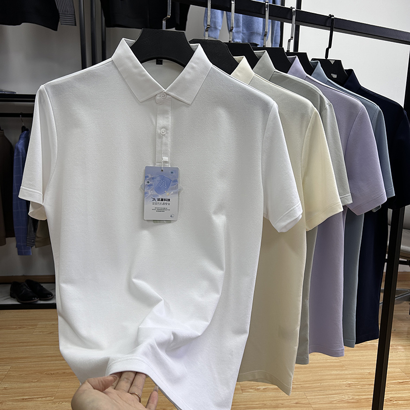 7A抗菌凉感料含亚麻桑蚕丝简约时尚休闲男士夏季新品短袖POLO衫薄