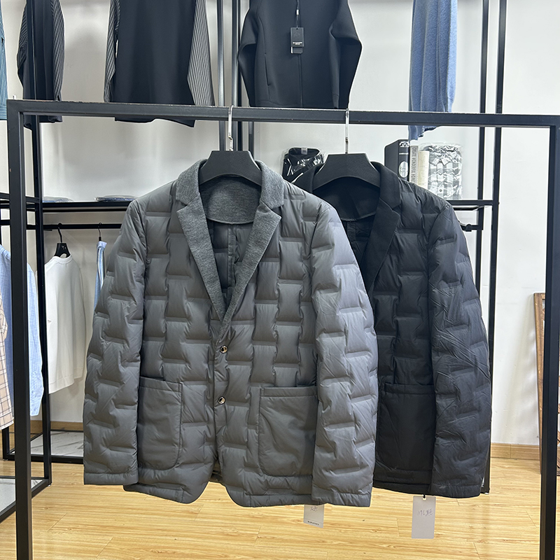 秋冬轻薄款西装领轻奢商务休闲保暖修身男士鸭绒服修身通勤羽绒服