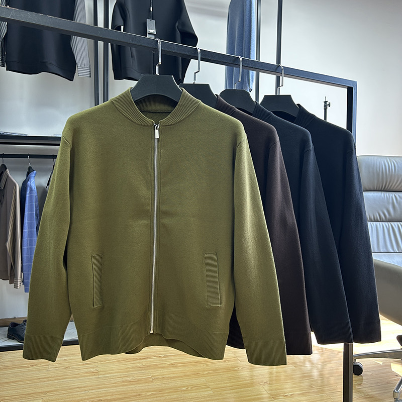 日系简约情侣款棒球领拉链开衫外套秋冬季宽松纯色休闲百搭毛衫潮,男装,针织衫/毛衣,淘宝优惠券,粉丝福利购,淘宝优惠卷