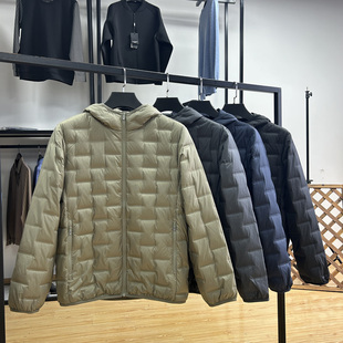 简约纯色连帽休闲分仓防跑绒保暖羽绒服外套秋冬季 90绒基础鸭绒服