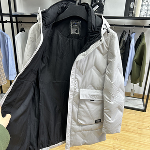 保暖蓬松御寒鸭绒服 休闲羽绒服秋冬季 90绒中长款 连帽纯色百搭时尚