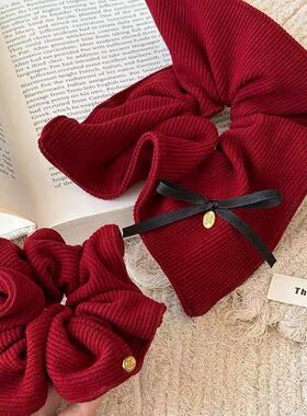 新年安大肠红色温柔发圈女秋冬高级感小众气质发绳可拉扎马尾头绳