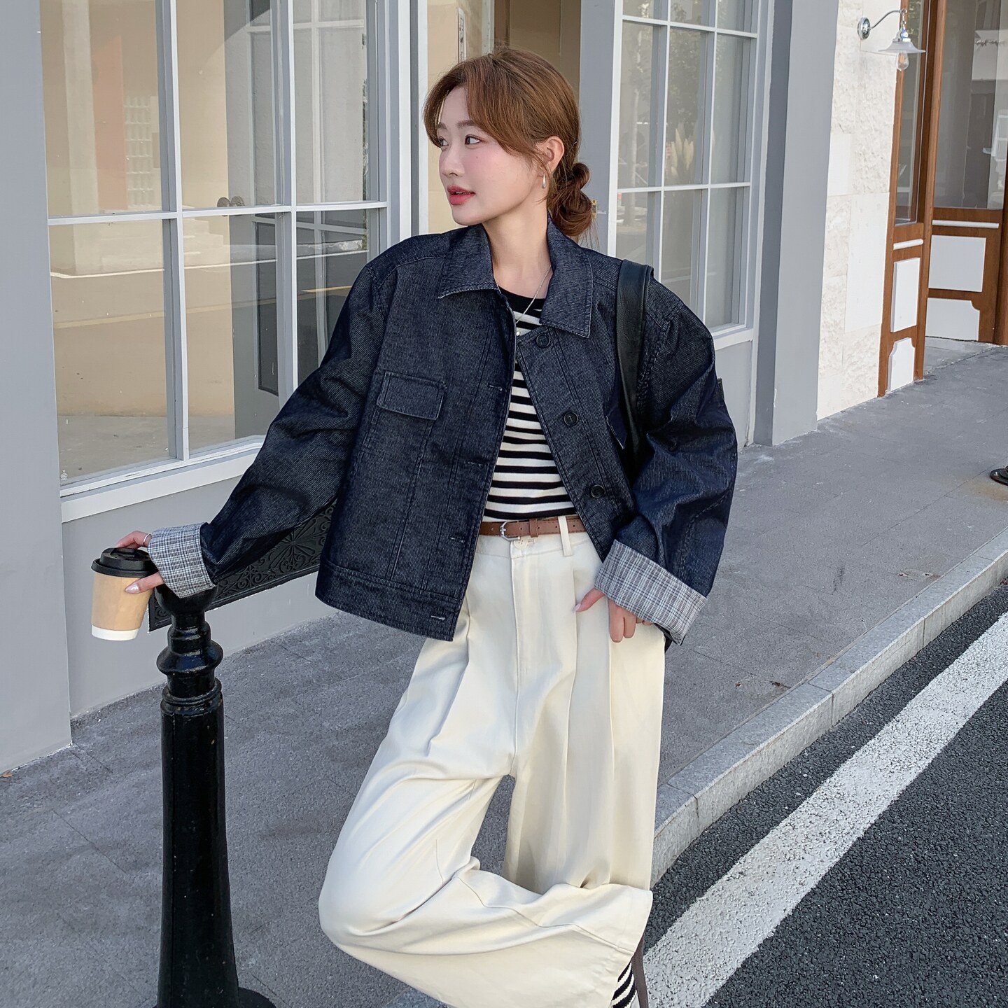 【新品】数据好！灯芯绒拼接短款外套2C296-9531-P155K218,女装短外套,2C296